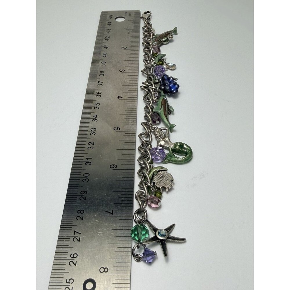 Kirks Folly Dolphin Mermaid Beach Summer Grape Star Flower Bead Silver Bracelet - Picture 8 of 8